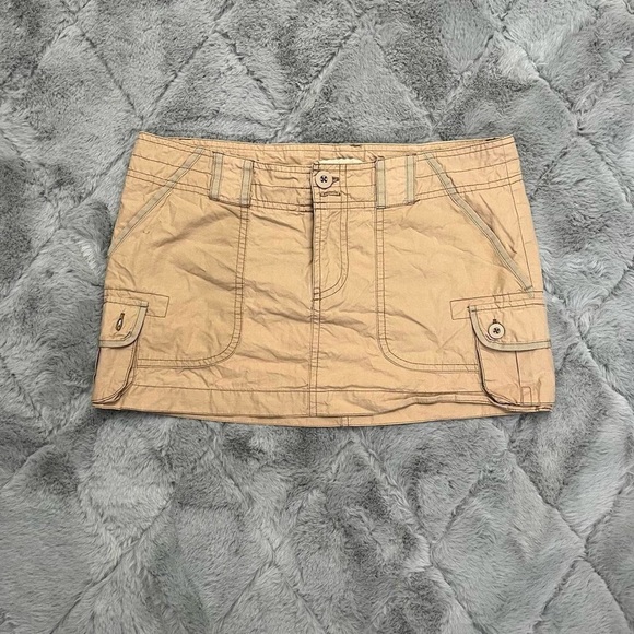 Vintage Y2K Micro Mini Skirt Medium Cargo Forever 21 2000s Tan Beige Low Rise - Picture 5 of 8